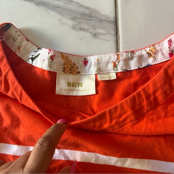 Maeve Orange and White Long Sleeve Tee - Picture 7 of 12